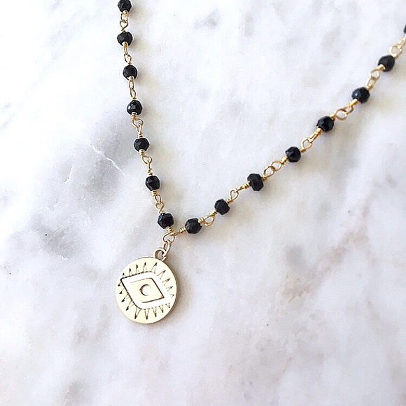 Rosary + Evil Eye Choker Necklace - Picture 1 of 4